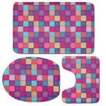 Boho Mandala Patchwork Pattern Print 3 Piece Bath Mat Set
