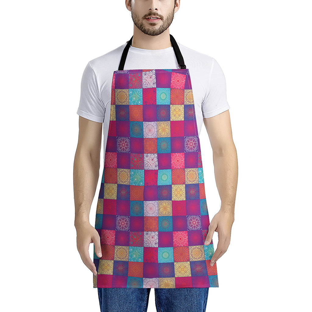 Boho Mandala Patchwork Pattern Print Apron