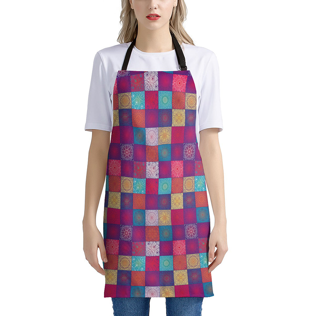 Boho Mandala Patchwork Pattern Print Apron