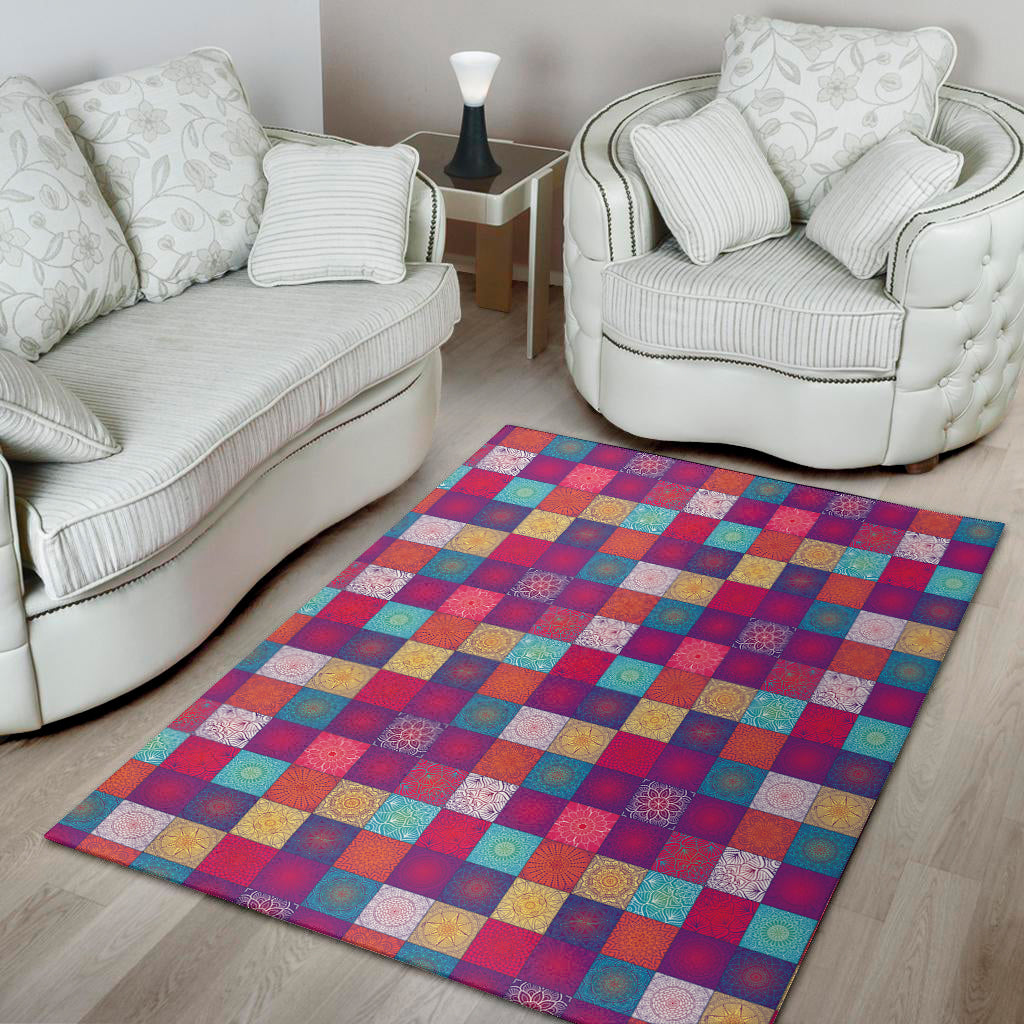 Boho Mandala Patchwork Pattern Print Area Rug