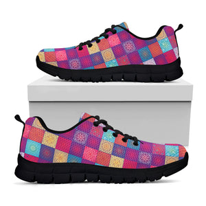 Boho Mandala Patchwork Pattern Print Black Sneakers