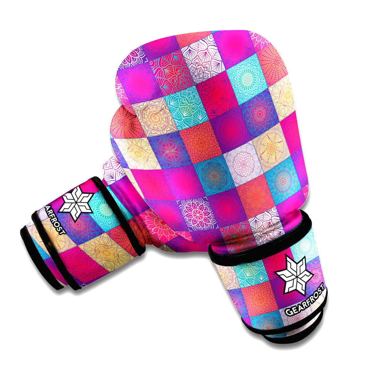 Boho Mandala Patchwork Pattern Print Boxing Gloves