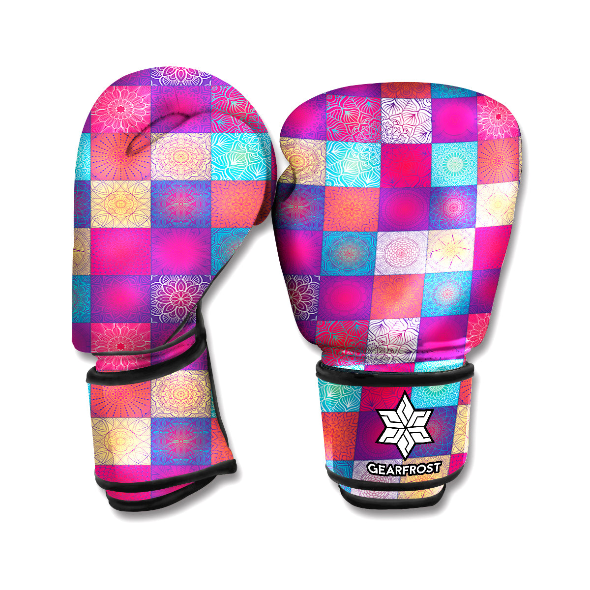 Boho Mandala Patchwork Pattern Print Boxing Gloves