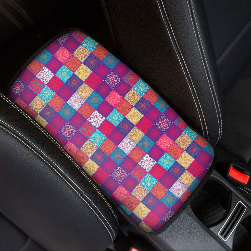 Boho Mandala Patchwork Pattern Print Car Center Console Cover