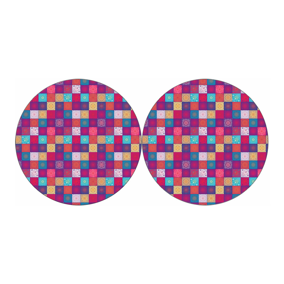 Boho Mandala Patchwork Pattern Print Car Coasters