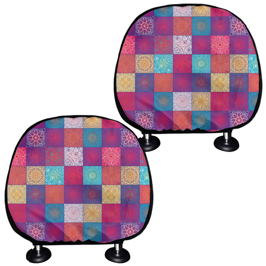 Boho Mandala Patchwork Pattern Print Car Headrest Covers