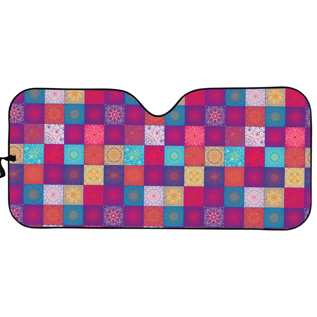 Boho Mandala Patchwork Pattern Print Car Sun Shade