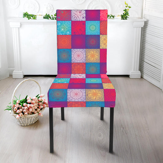 Boho Mandala Patchwork Pattern Print Dining Chair Slipcover