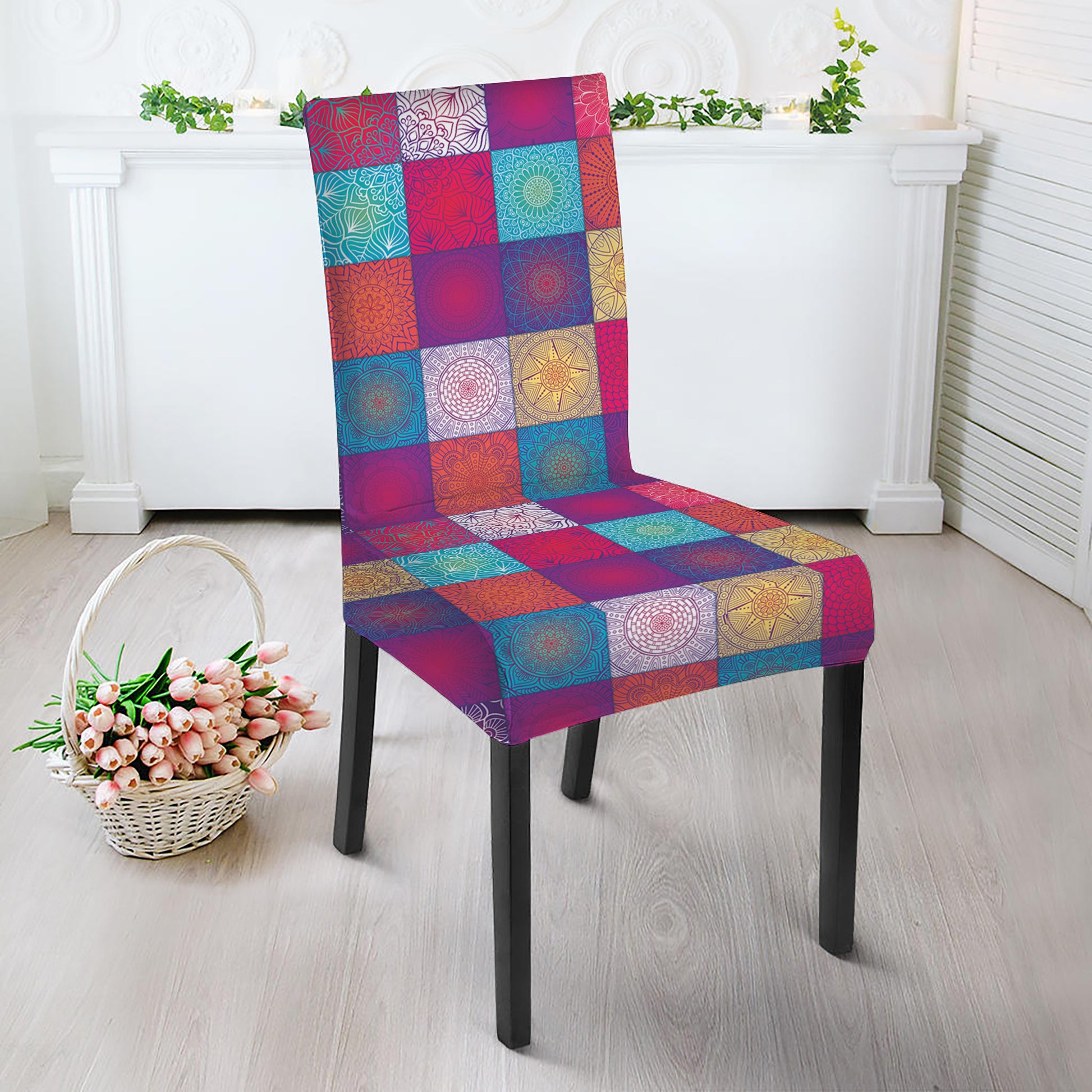 Boho Mandala Patchwork Pattern Print Dining Chair Slipcover