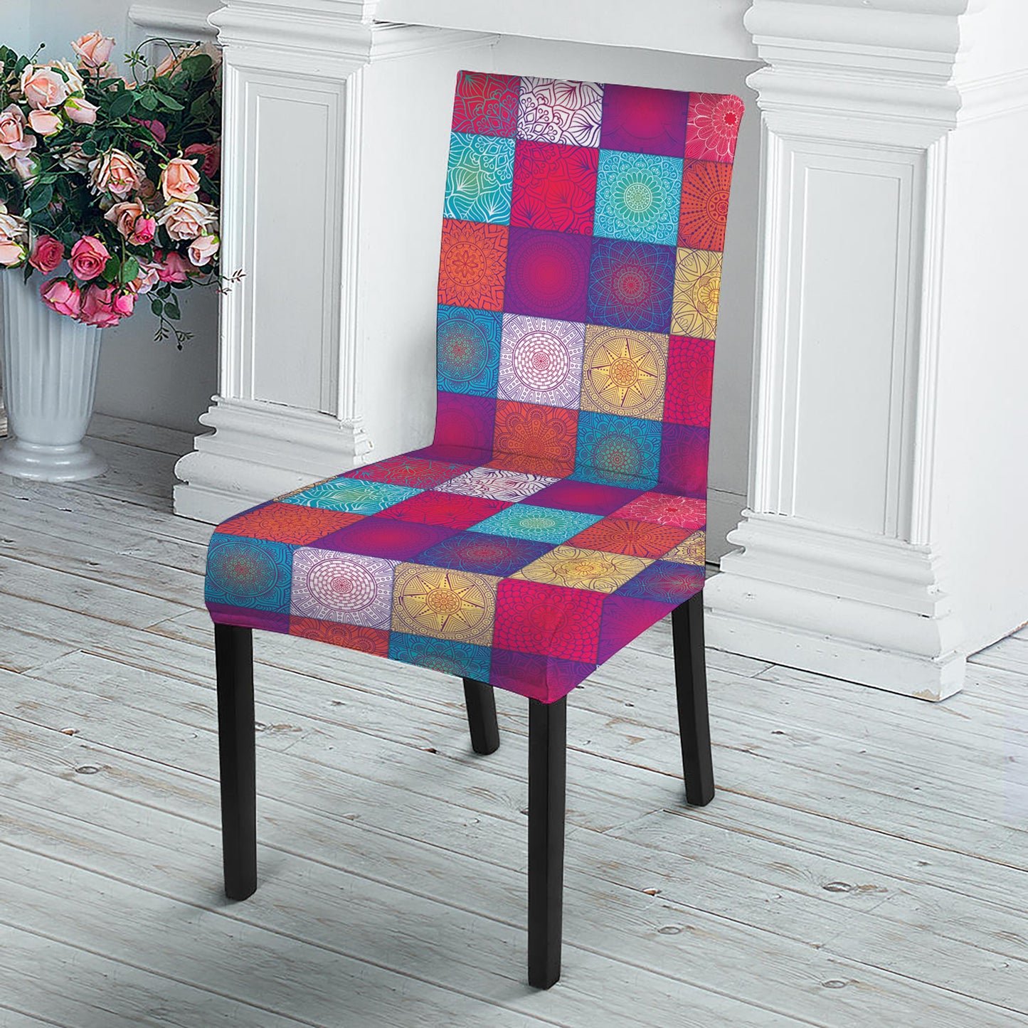 Boho Mandala Patchwork Pattern Print Dining Chair Slipcover