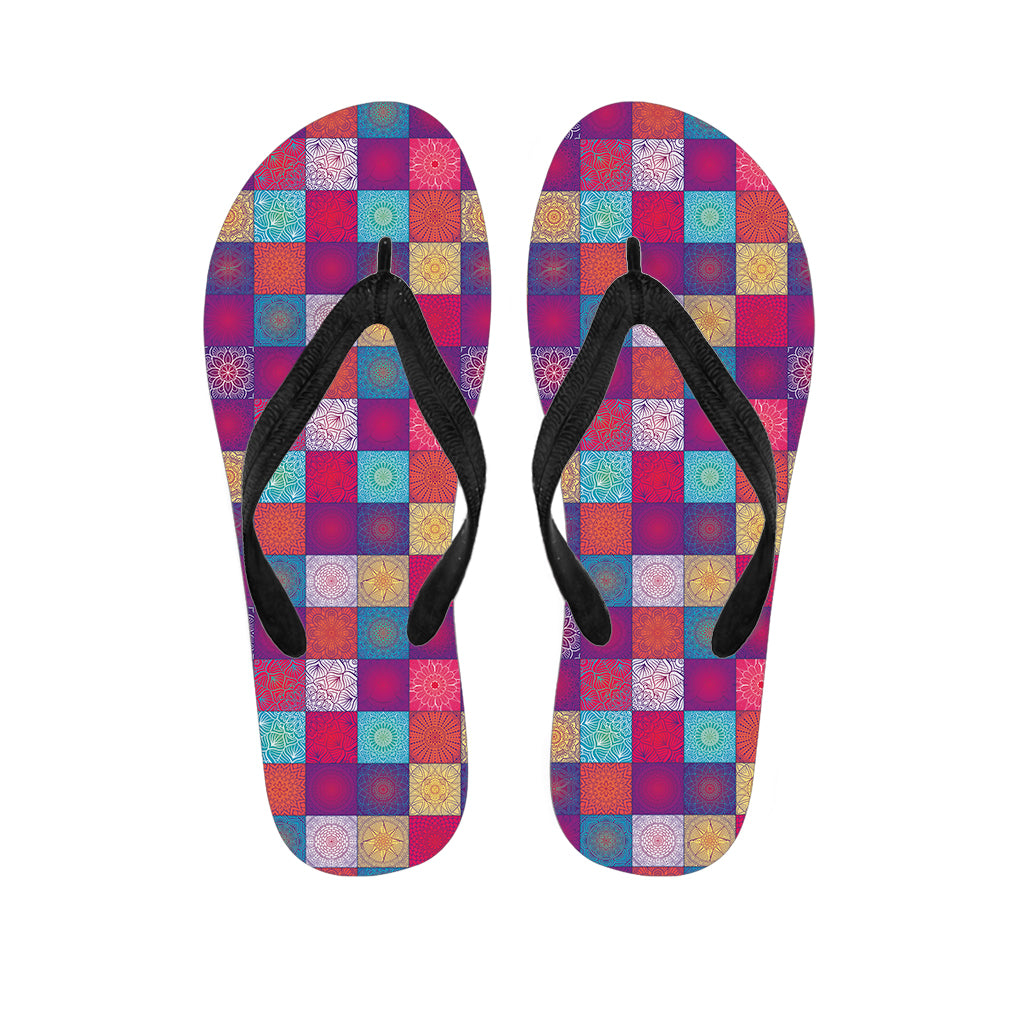 Boho Mandala Patchwork Pattern Print Flip Flops