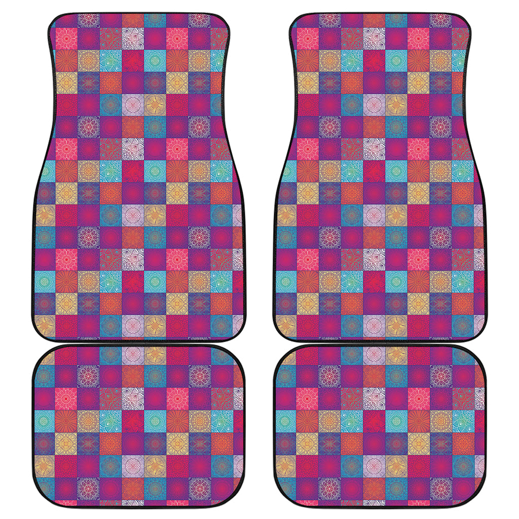 Boho Mandala Patchwork Pattern Print Front and Back Car Floor Mats