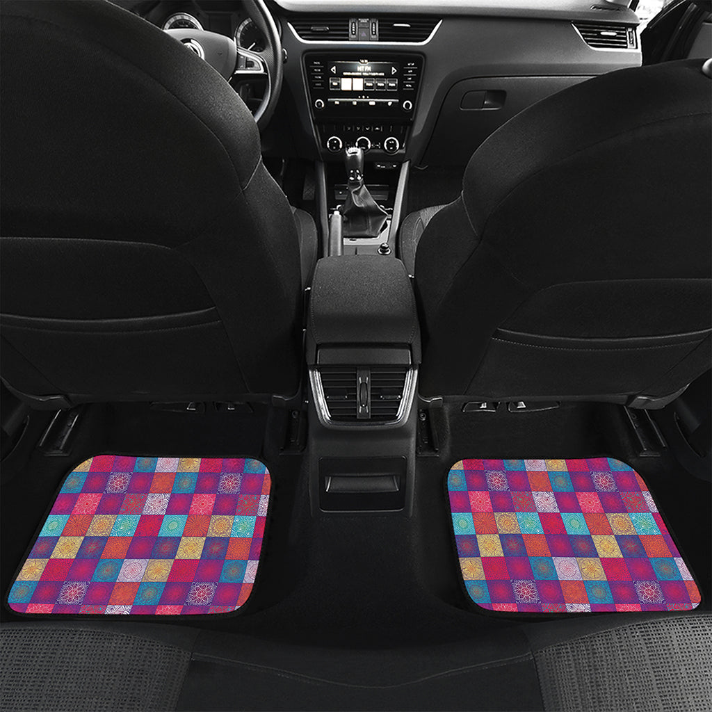 Boho Mandala Patchwork Pattern Print Front and Back Car Floor Mats