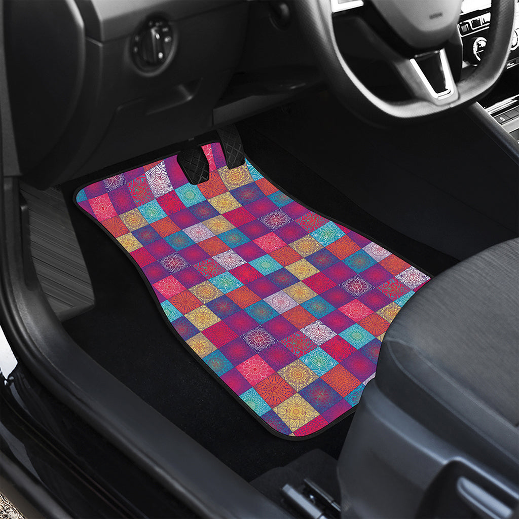 Boho Mandala Patchwork Pattern Print Front and Back Car Floor Mats