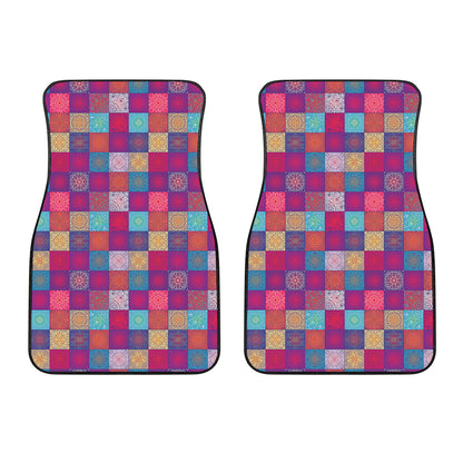Boho Mandala Patchwork Pattern Print Front Car Floor Mats
