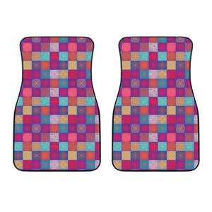 Boho Mandala Patchwork Pattern Print Front Car Floor Mats