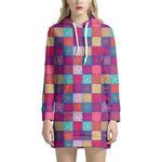 Boho Mandala Patchwork Pattern Print Hoodie Dress