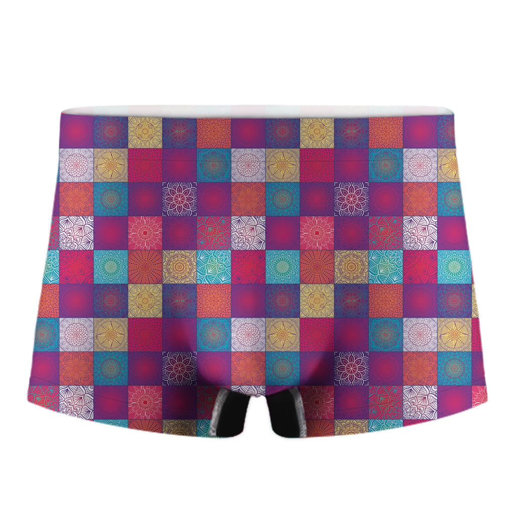 Boho Mandala Patchwork Pattern Print Men's Boxer Briefs