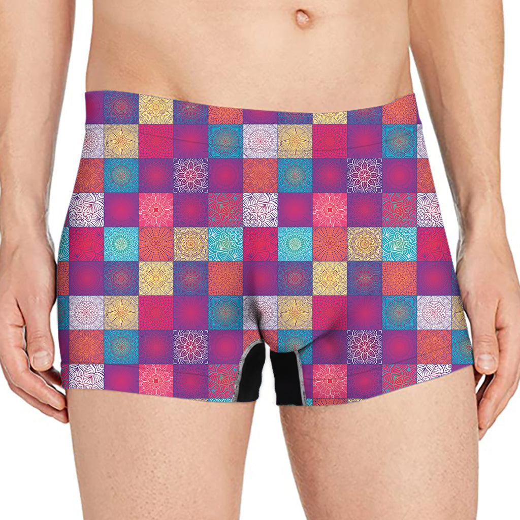 Boho Mandala Patchwork Pattern Print Men's Boxer Briefs
