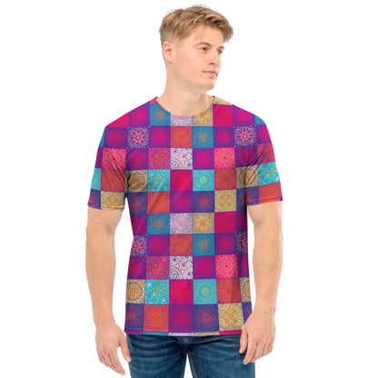 Boho Mandala Patchwork Pattern Print Men's T-Shirt