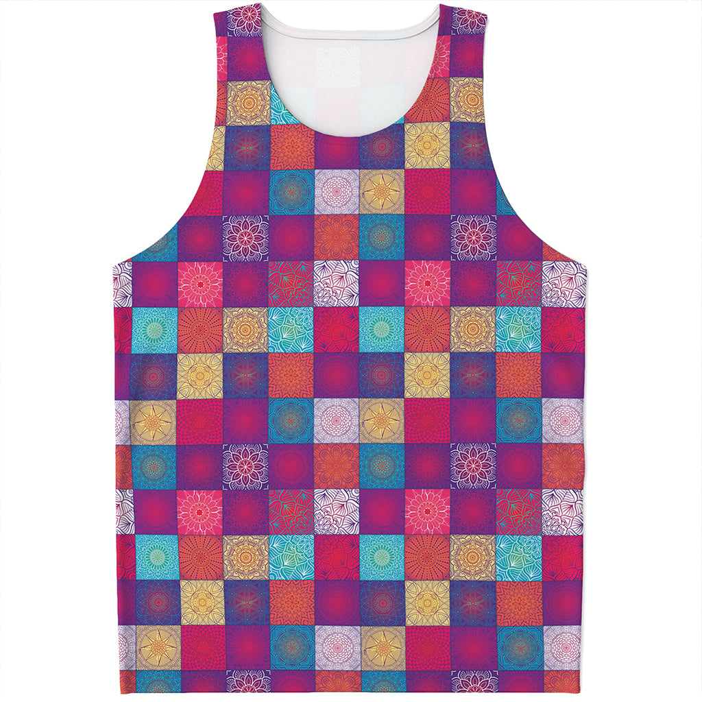 Boho Mandala Patchwork Pattern Print Men's Tank Top