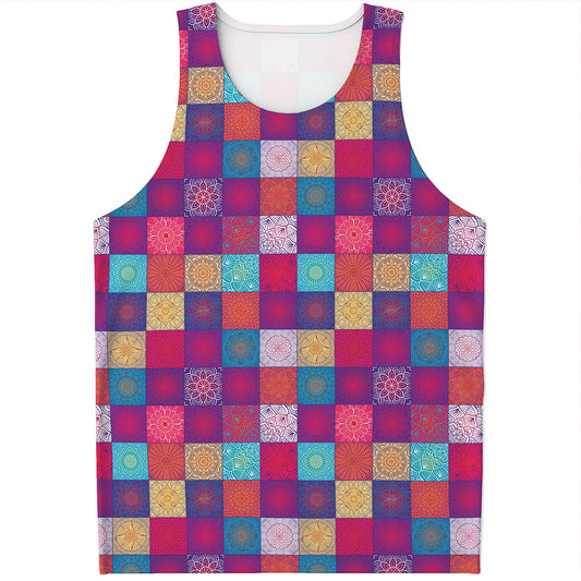 Boho Mandala Patchwork Pattern Print Men's Tank Top