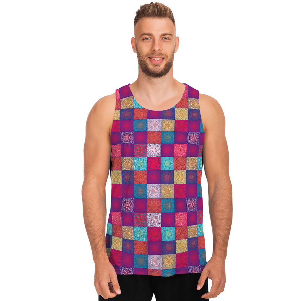 Boho Mandala Patchwork Pattern Print Men's Tank Top