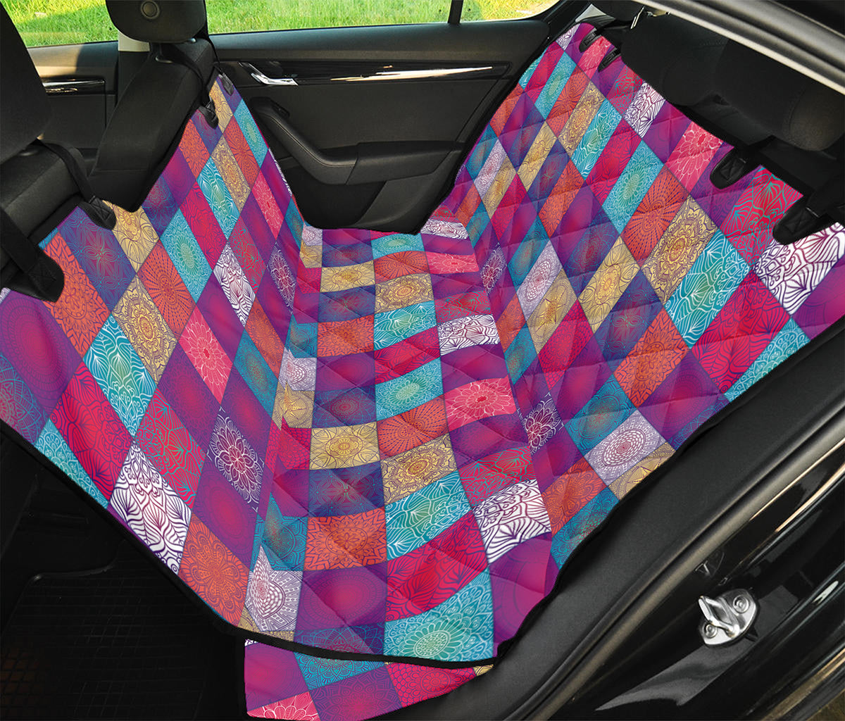 Boho Mandala Patchwork Pattern Print Pet Car Back Seat Cover