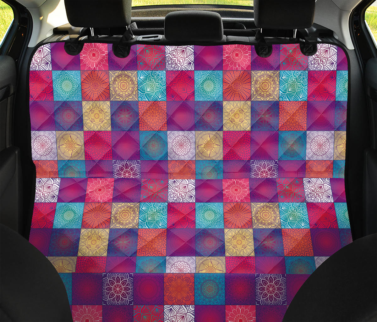Boho Mandala Patchwork Pattern Print Pet Car Back Seat Cover
