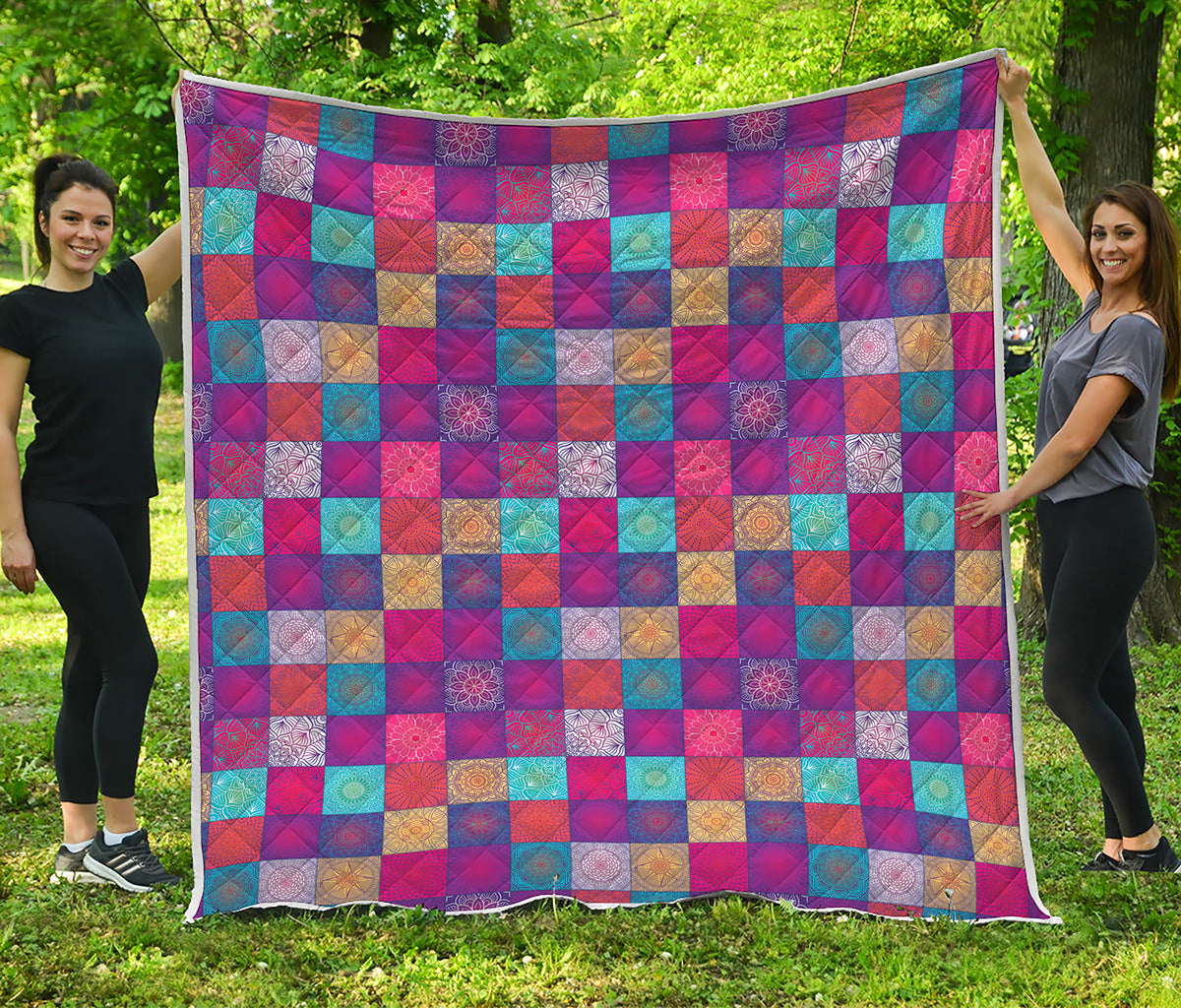 Boho Mandala Patchwork Pattern Print Quilt