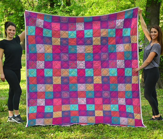 Boho Mandala Patchwork Pattern Print Quilt
