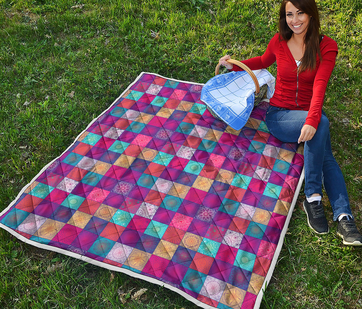 Boho Mandala Patchwork Pattern Print Quilt