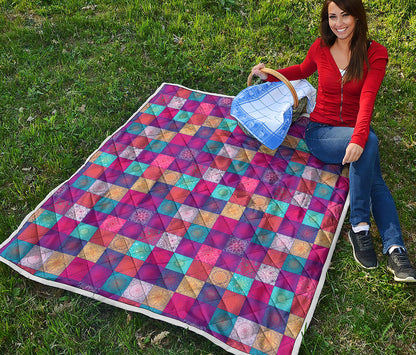 Boho Mandala Patchwork Pattern Print Quilt