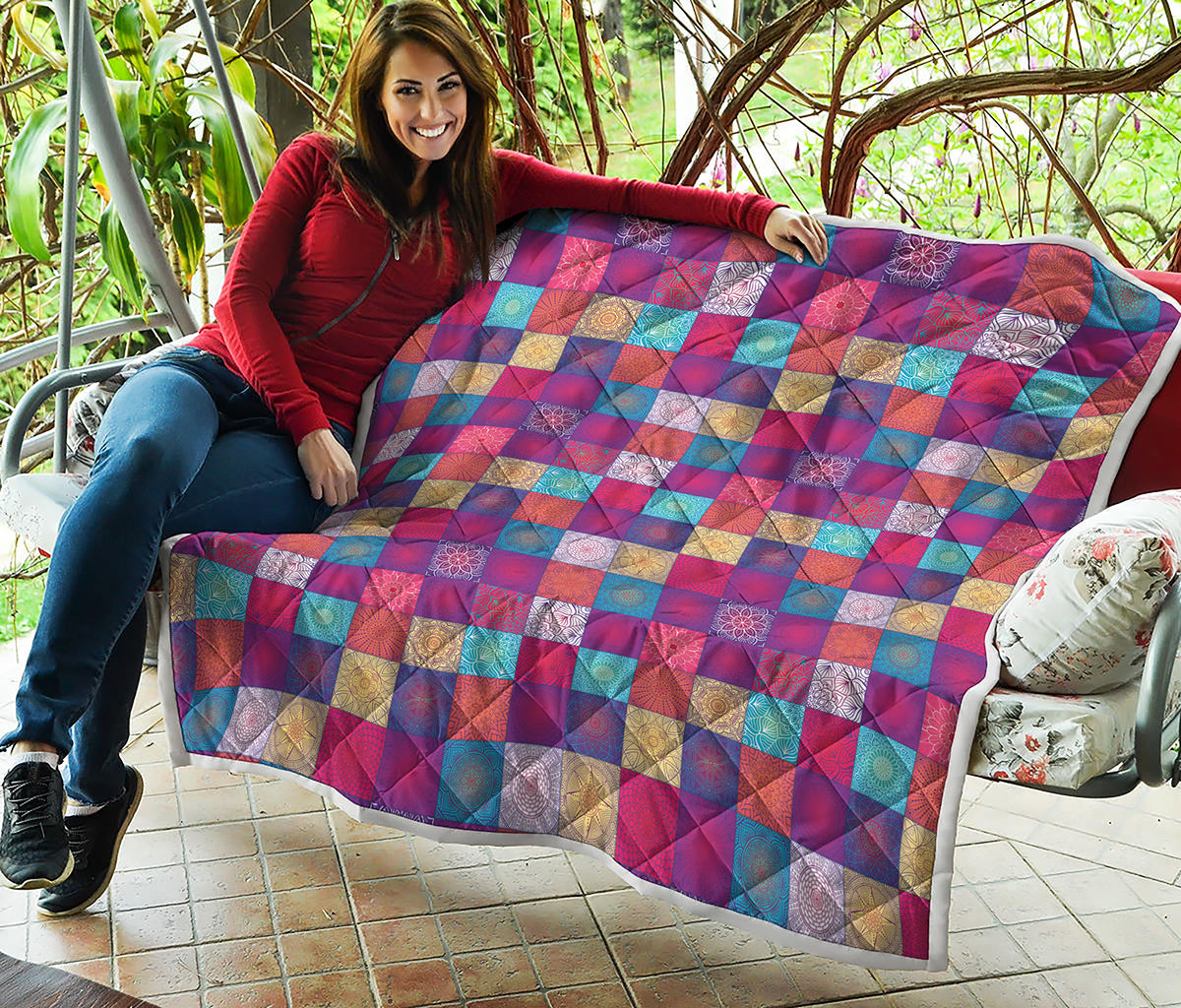 Boho Mandala Patchwork Pattern Print Quilt