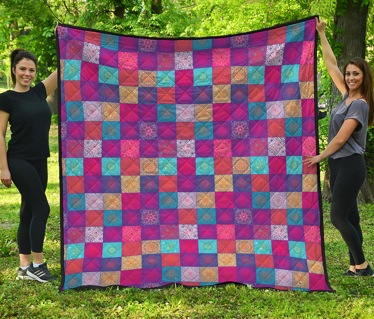 Boho Mandala Patchwork Pattern Print Quilt
