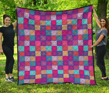 Boho Mandala Patchwork Pattern Print Quilt