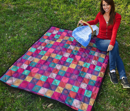 Boho Mandala Patchwork Pattern Print Quilt