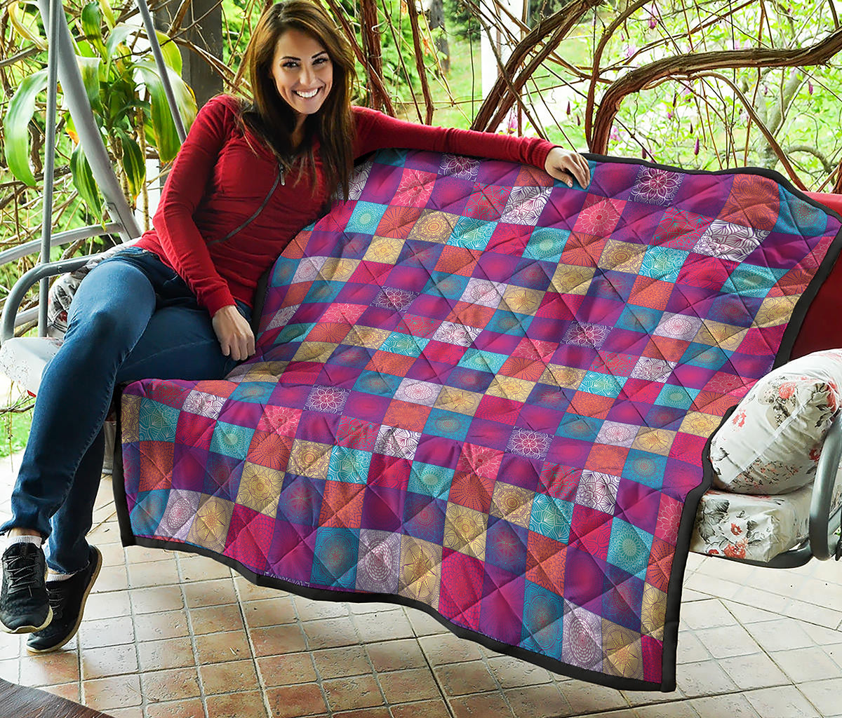 Boho Mandala Patchwork Pattern Print Quilt