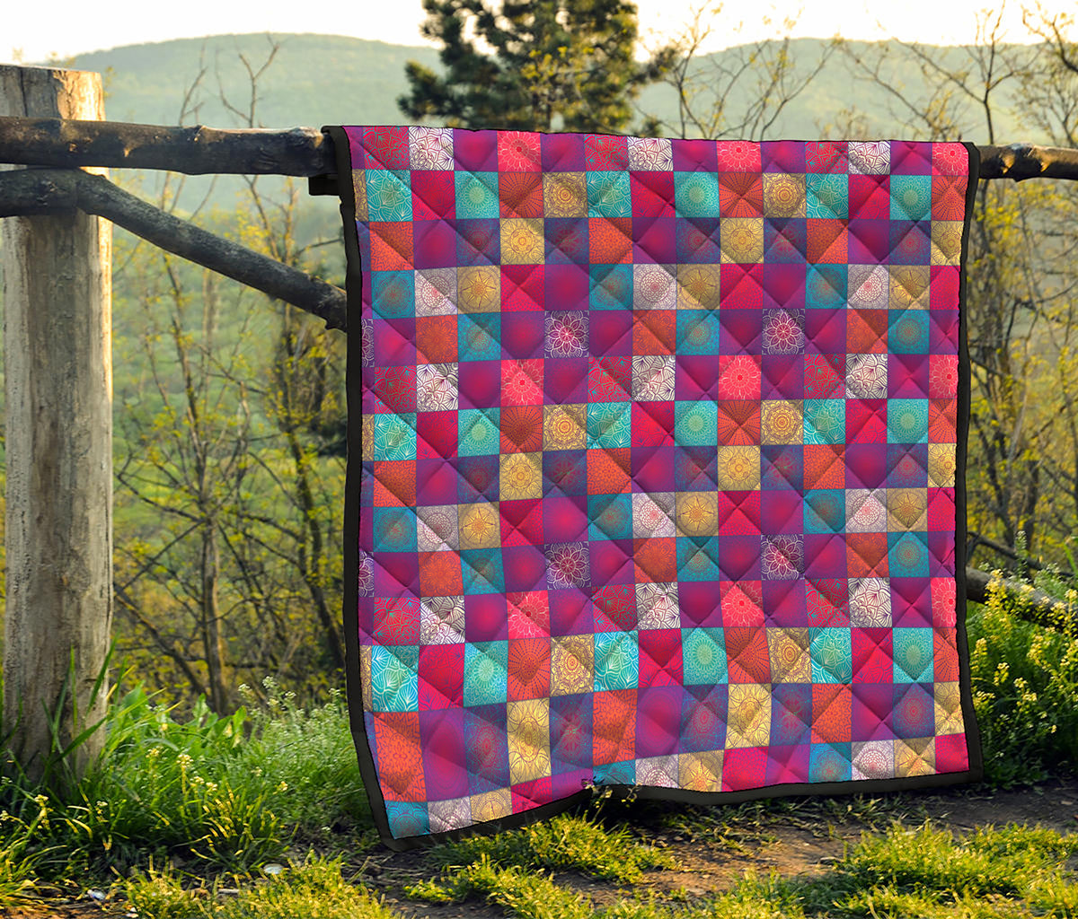 Boho Mandala Patchwork Pattern Print Quilt