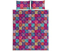 Boho Mandala Patchwork Pattern Print Quilt Bed Set