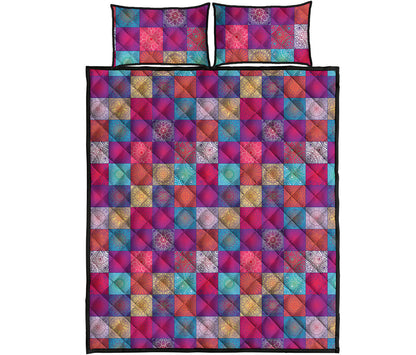 Boho Mandala Patchwork Pattern Print Quilt Bed Set