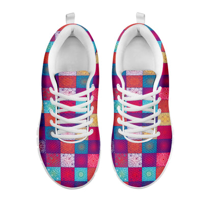 Boho Mandala Patchwork Pattern Print White Sneakers