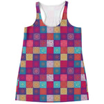 Boho Mandala Patchwork Pattern Print Women's Racerback Tank Top