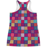 Boho Mandala Patchwork Pattern Print Women's Racerback Tank Top