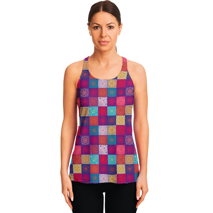 Boho Mandala Patchwork Pattern Print Women's Racerback Tank Top