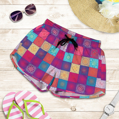 Boho Mandala Patchwork Pattern Print Women's Shorts