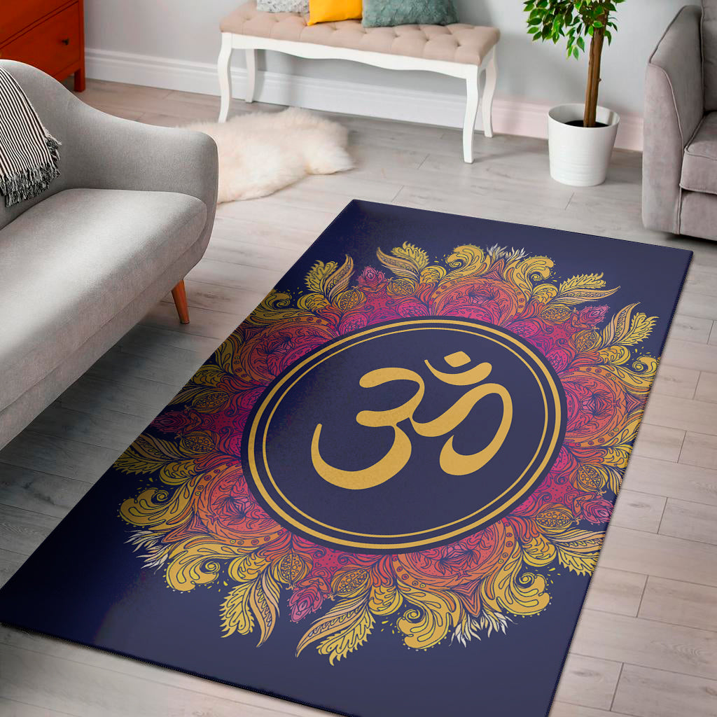 Boho Om Mandala Print Area Rug