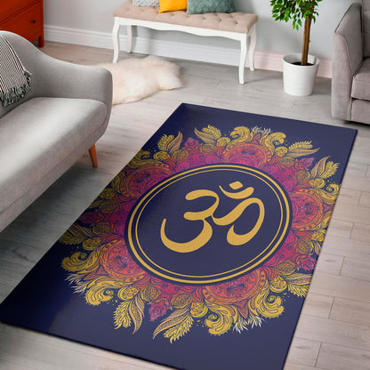 Boho Om Mandala Print Area Rug