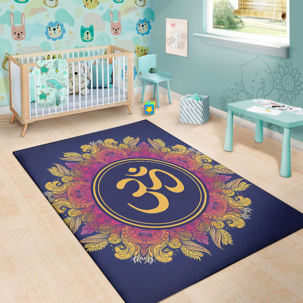 Boho Om Mandala Print Area Rug