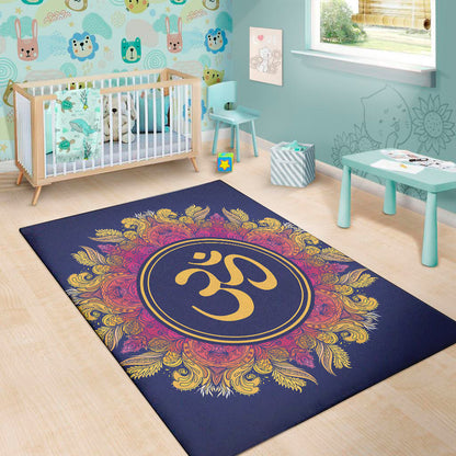 Boho Om Mandala Print Area Rug